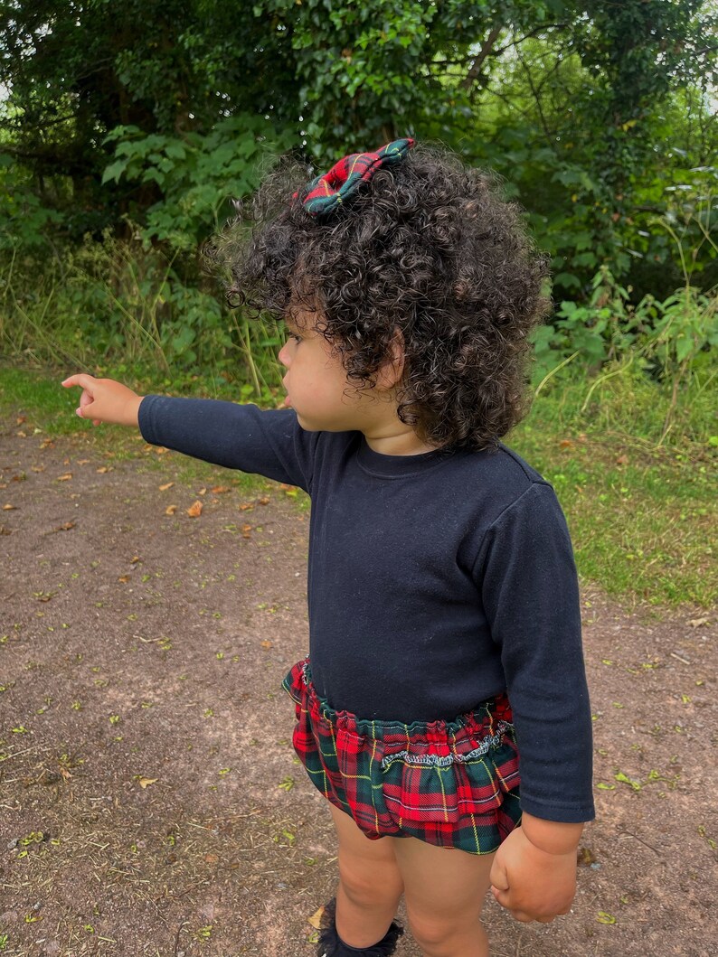 Green and Red Tartan Baby girl Bloomers/ Handmade Frilly Custom / Girls Photoshoot outfit/ Baby girl Party Outfit/ easter Nappy Cover image 9