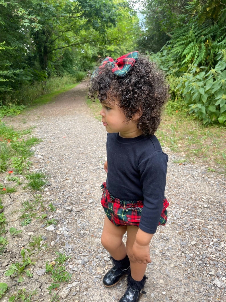 Green and Red Tartan Baby girl Bloomers/ Handmade Frilly Custom / Girls Photoshoot outfit/ Baby girl Party Outfit/ easter Nappy Cover image 8