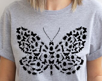 Retro Butterfly Moth Shirt: Boho Bug T-Shirt, Goblincore Insect Tee, Entomologist Gift Tshirt