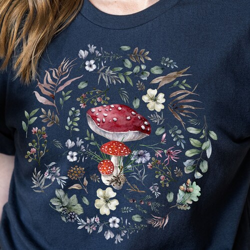 Mushroom Shirt Floral Mushroom Shirt Fairycore Clothing - Etsy