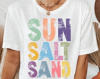 Retro Beach Vibes T-Shirt, Grunge Sun Salt Sand Tee, Preppy Girls Tropical Vacation Shirt, Coastal Summer Apparel