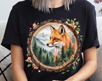 Cottagecore Fox T-Shirt, Forest Animal Graphic Tee, Wildlife Fox Outfit, Boho Forestcore Tshirt, Woodland Lover Shirt, Wild Animal Apparel