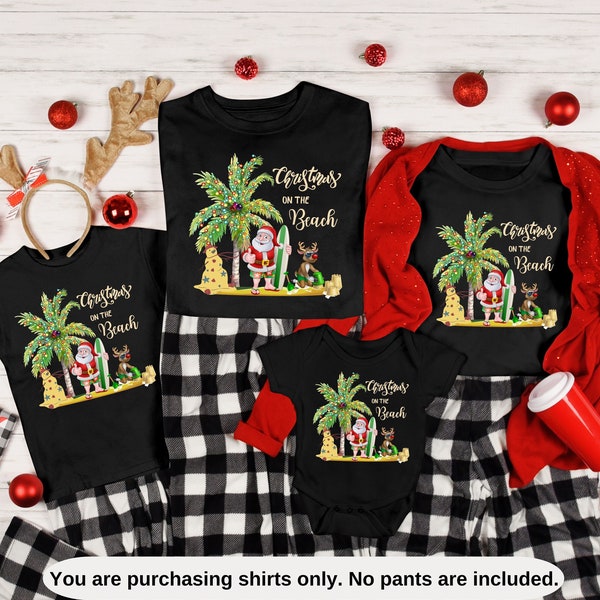 Tropical Christmas Shirt, Christmas On The Beach Shirt, Hawaii Christmas Family Matching Shirt, Christmas Palm Tree, Santa Xmas Holiday Gift