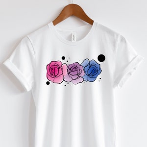 Floral Bi Shirt, Bisexual Pride Flowers Tshirt, Subtle Bi Pride Shirt, Bisexual Flag T-Shirt, LGBTQ Queer T Shirt, Bisexual Pride Gift Tee