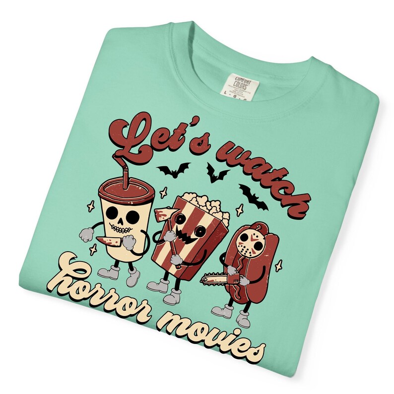 Let's Watch Horror Movies Comfort Colors T-Shirt, Scary Movie Killers Tee, Horror Nights Shirt image 16