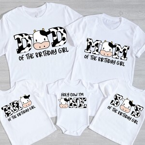 Holy Cow I&#39;m One Shirt, Cow Family Birthday Shirt, Custom Cow Birthday Shirt, Cow ONE Matching Shirt, Personalized Farm Birthday Mom Dad Tee