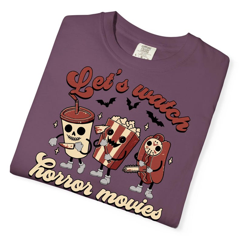 Let's Watch Horror Movies Comfort Colors T-Shirt, Scary Movie Killers Tee, Horror Nights Shirt image 7