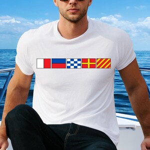 Personalized Nautical Flag Name Shirt, Custom Captain T-Shirt, Maritime Signal Tee, Sailor's Code Shirt