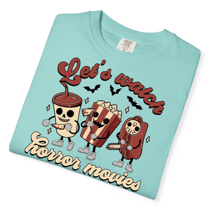 Let's Watch Horror Movies Comfort Colors T-Shirt, Scary Movie Killers Tee, Horror Nights Shirt image 14
