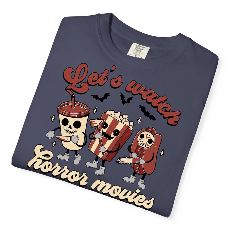 Let's Watch Horror Movies Comfort Colors T-Shirt, Scary Movie Killers Tee, Horror Nights Shirt image 15