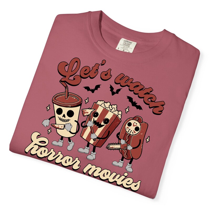 Let's Watch Horror Movies Comfort Colors T-Shirt, Scary Movie Killers Tee, Horror Nights Shirt image 18