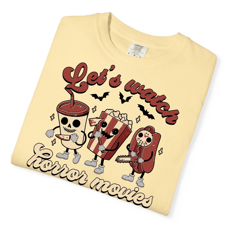 Let's Watch Horror Movies Comfort Colors T-Shirt, Scary Movie Killers Tee, Horror Nights Shirt image 17