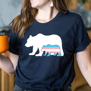 Mama Bear Trans Pride T-Shirt: Transgender Mom Shirt, LGBTQ Ally Shirt, Gay Rights Tee