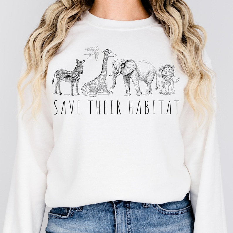 Wildlife Conservation Sweatshirt: African Safari Animals Crewneck, Wild Animals Preservation Hoodie, Zoo Trip Sweater image 1