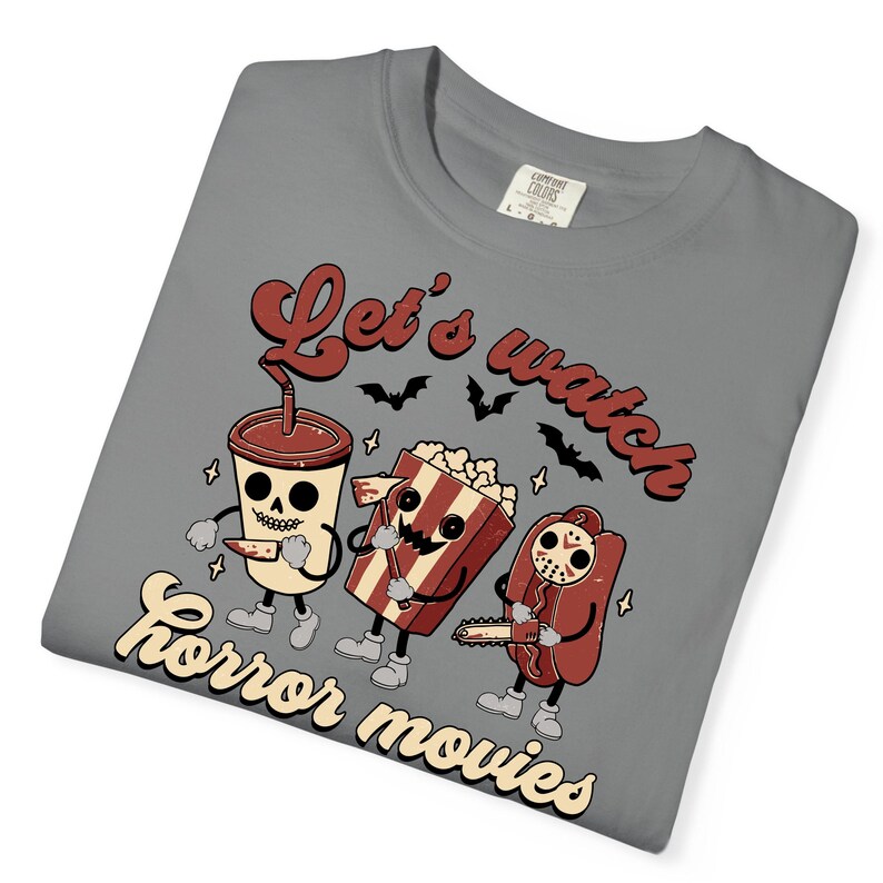 Let's Watch Horror Movies Comfort Colors T-Shirt, Scary Movie Killers Tee, Horror Nights Shirt image 11