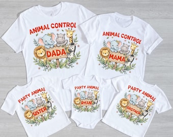 Personalized Animal Control Shirt, Safari Family Birthday Shirt, Party Animal Tee, Zoo Theme Matching Birthday T-Shirt, Wild One Kids Tshirt