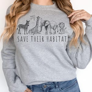 Wildlife Conservation Sweatshirt: African Safari Animals Crewneck, Wild Animals Preservation Hoodie, Zoo Trip Sweater image 3