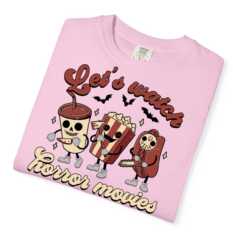 Let's Watch Horror Movies Comfort Colors T-Shirt, Scary Movie Killers Tee, Horror Nights Shirt image 12