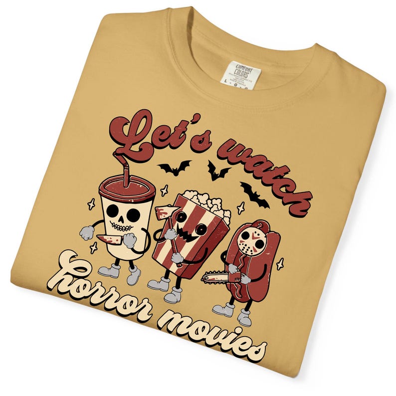 Let's Watch Horror Movies Comfort Colors T-Shirt, Scary Movie Killers Tee, Horror Nights Shirt image 8