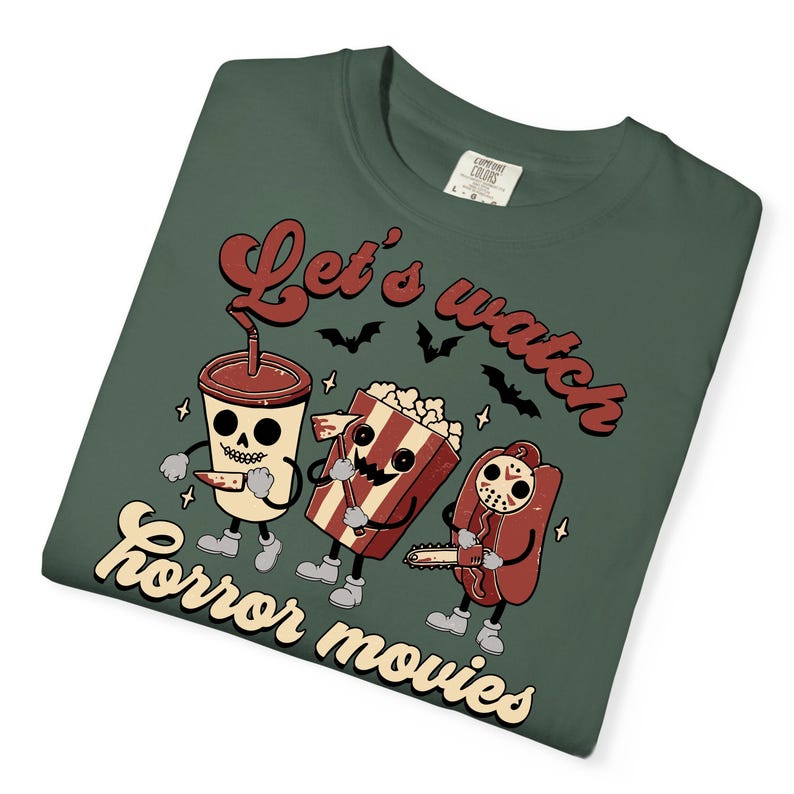 Let's Watch Horror Movies Comfort Colors T-Shirt, Scary Movie Killers Tee, Horror Nights Shirt image 13