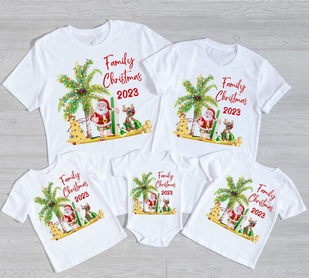 Tropical Christmas Tshirt, Christmas Family Shirt, Xmas Palm Tree Shirt ...