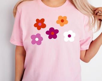 Floral Lesbian Pride T-Shirt: Flower Femme Sapphic Tee, LGBTQ Women Gift, Botanical WLW Shirt