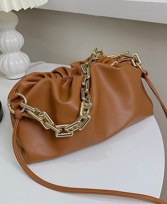 brown ruched bag