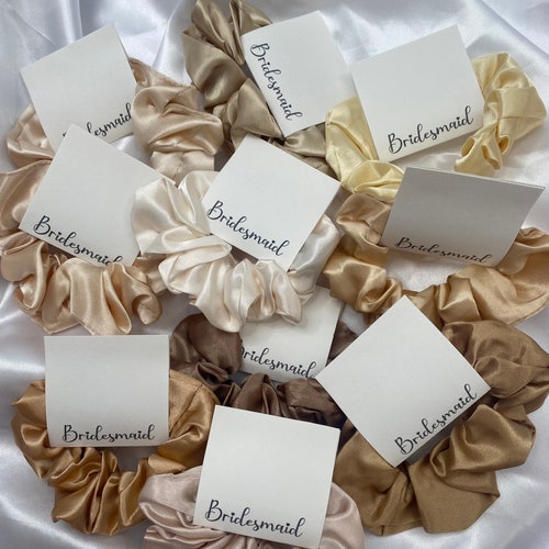 Bridesmaid Scrunchie Hair Tie Satin Scrunchie Gold Scrunchie | Etsy UK