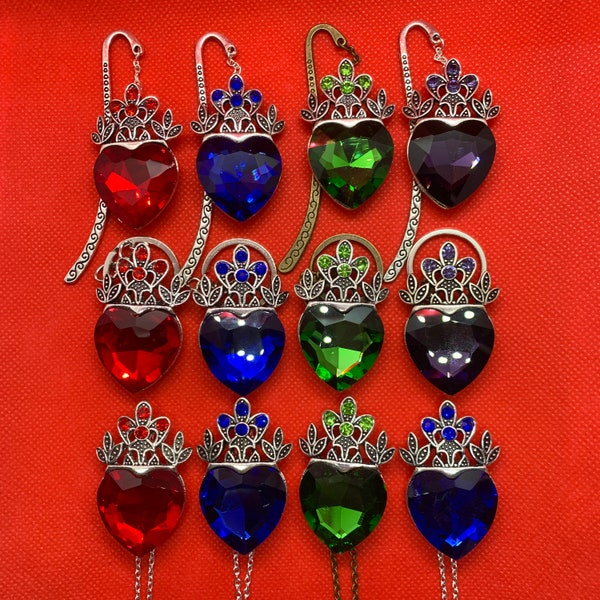 Los Descendientes inspiraron Calidad [Temática del Corazón de la Corona] Marcador / Collar Colgante / Llavero Llavero (Reina Púrpura Verde Azul Rojo) Evie Mal