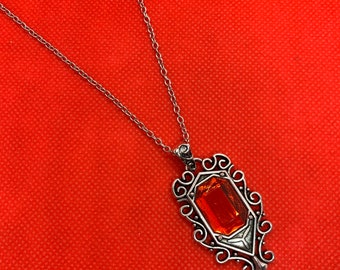 The Mortal Instruments inspired [Ruby Red Jewel Themed] Pendant Necklace (City of Bones Ashes Glass Fallen Angels Lost Souls) ShadowHunters