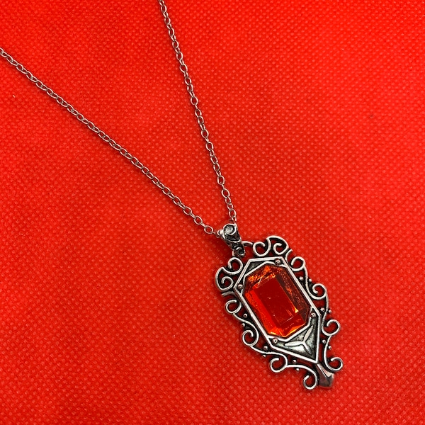 The Mortal Instruments inspired [Ruby Red Jewel Themed] Pendant Necklace (City of Bones Ashes Glass Fallen Angels Lost Souls) ShadowHunters