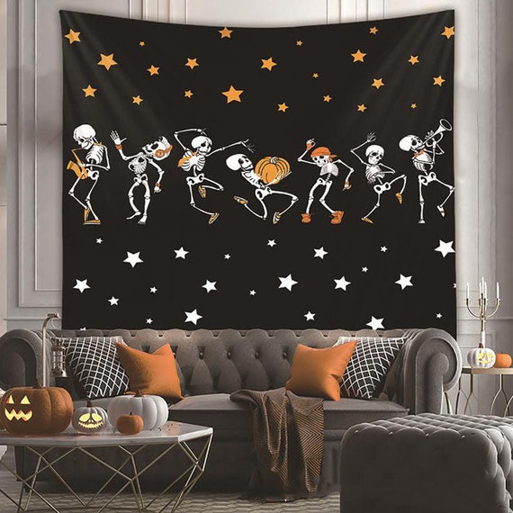 Rock Band Skeleton Tapestry Dancing Skull Tapestry Stars