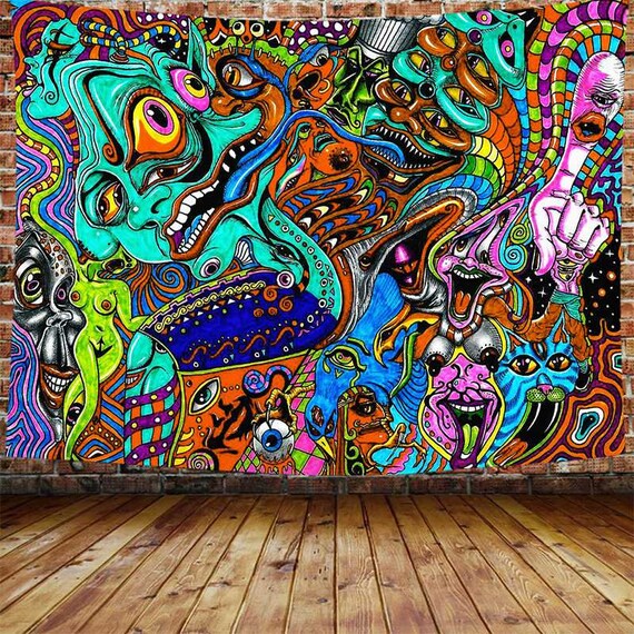 Psychedelic Tapestry trippy Tapestry Magical Fractal Wall Hanging Abstract Wall Art Hippie Wall Tapestry Mandala Room Dorm Bedroom Etsy