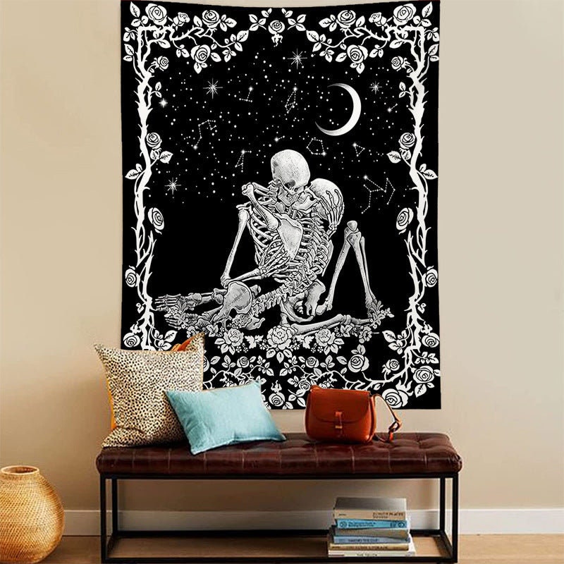 Skulls kissing tapestry hotsell