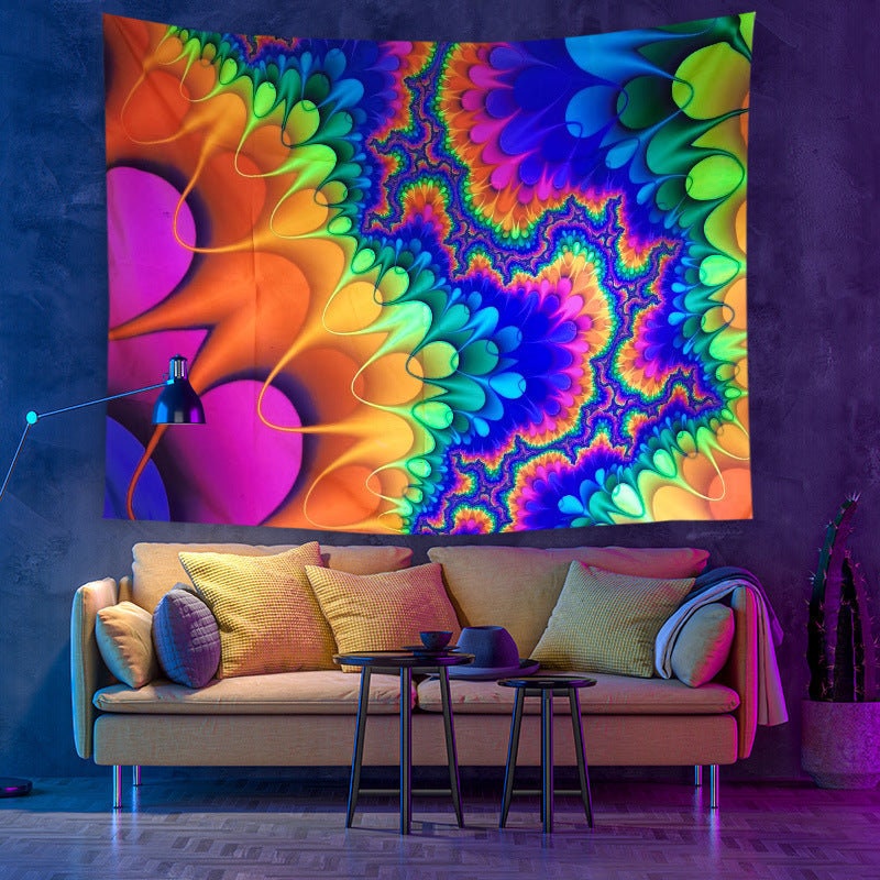 Black Light Tapestry Fluorescent UV Wall Hanging Psychedelic Fantasy Tapestry Abstract Trippy Colorful Mandala Party Decor Living Room Etsy Sweden