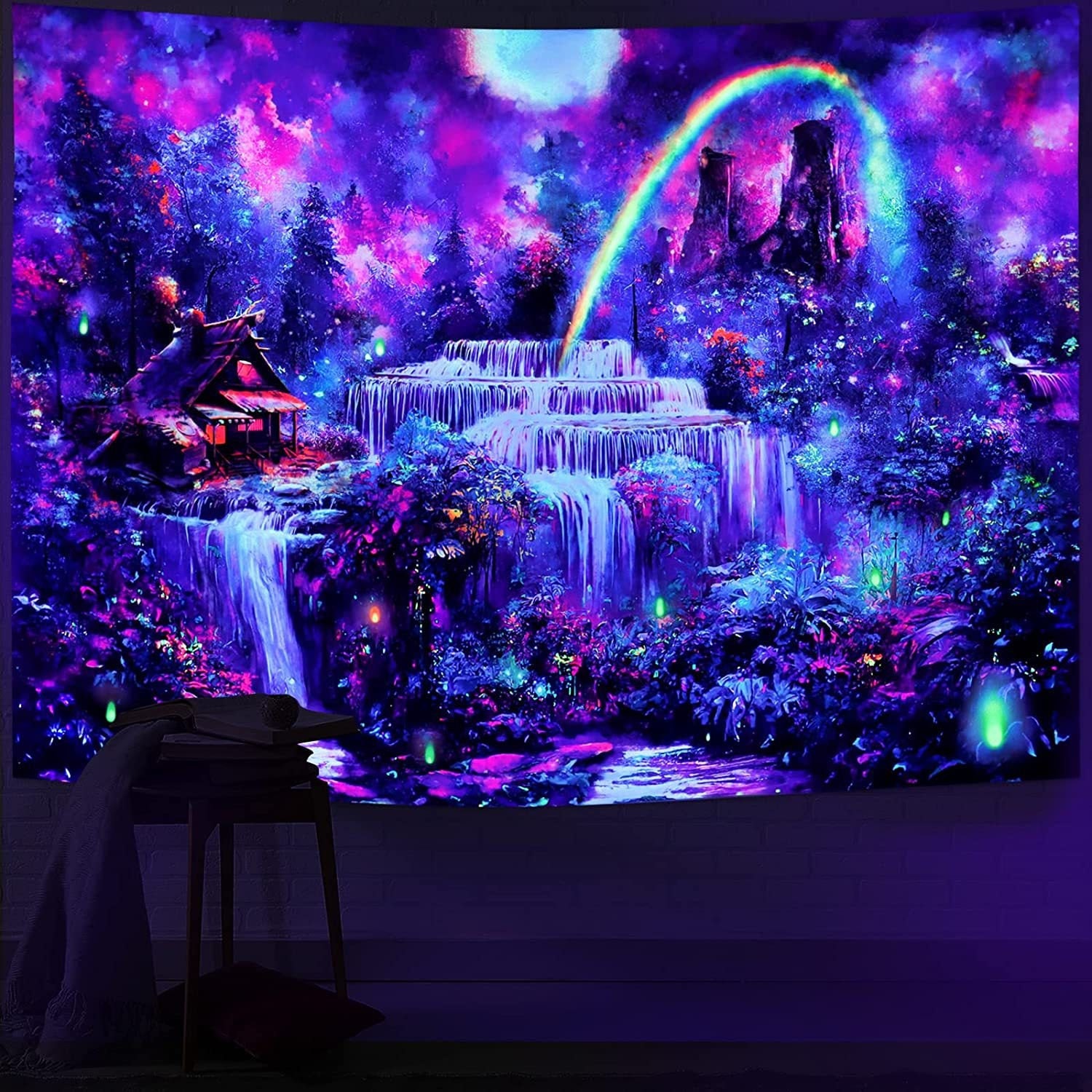 Magic blacklight reactive tapestry sale