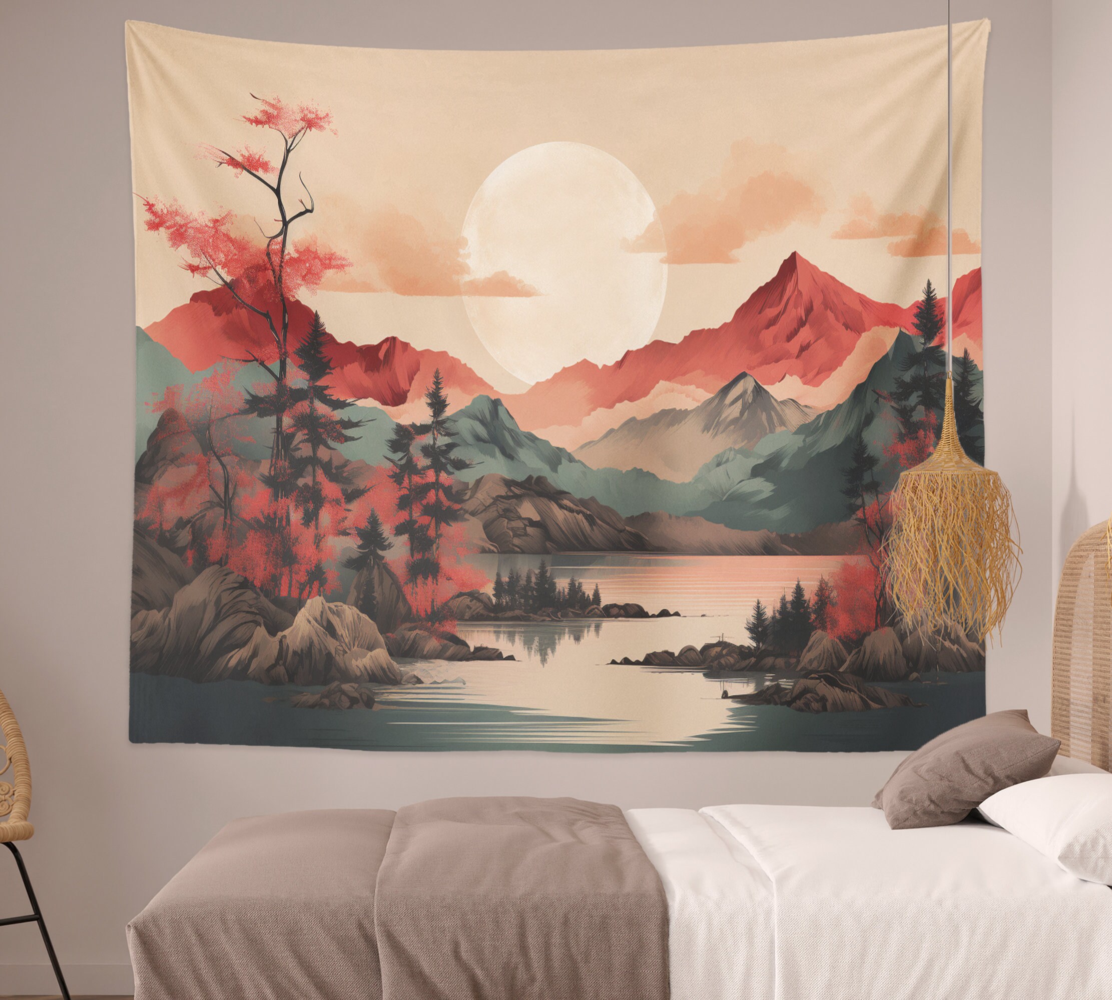 Red Mountain Tapestry Sunset Tapestries Bohemian Wall Hanging Scenery Wall Tapestry Landscape Nature Tapestry for Living Room bedroom Etsy