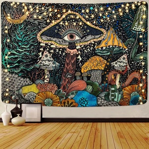 Psychedelic  Tapestry, Trippy Wall Hanging, Mushroom Tapestries ,Eyes Tapestry Hippie Plants Tapestry, Bohemian Art Décor ,for Bedroom