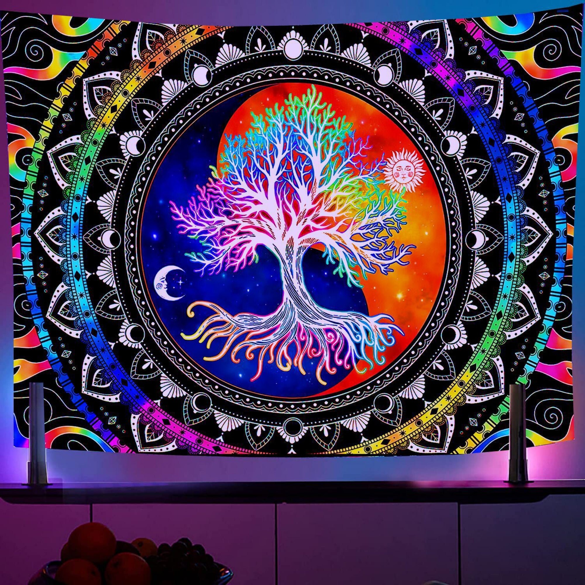 Psychedelic tree tapestry sale