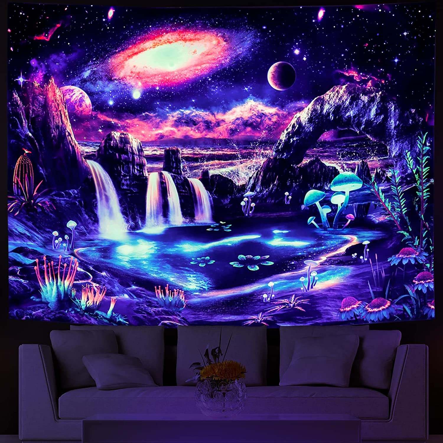 Astronaut Tapestry, Galaxy Tapestry Space Tapestry Funny Tapestry for  Bedroom Decor ，L v ng Room Or Dorm Wall A Hang ng Tapestry (Aerol  te&Astronaut, 59 n*51 n) 