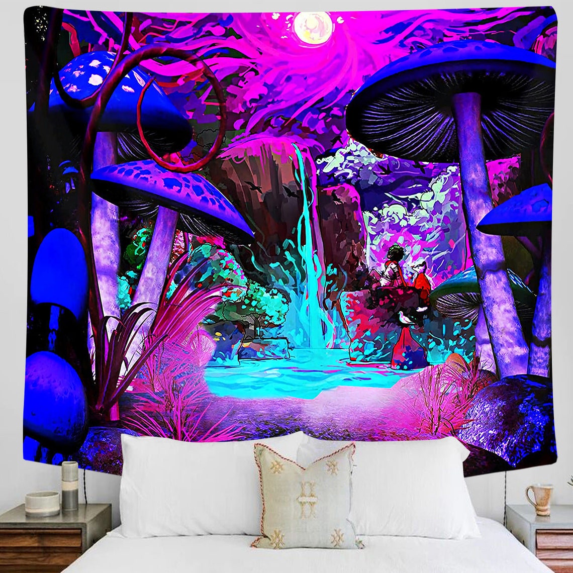 Mushroom Tapestry Psychedelic Landscape Tapestries Trippy - Etsy