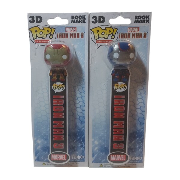 Funko Pop! Lot of Two 3-D Bookmarks 2012 Marvel Iron Man 3 - Sealed - Iron Patriot - MAN 42