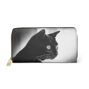 Linda cartera con cremallera de gato negro