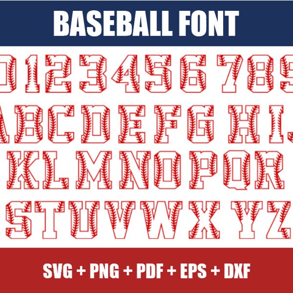 Fuente de béisbol svg / béisbol svg paquete fuente de béisbol alfabeto de béisbol fuente deportiva svg fuente de béisbol cricut eps