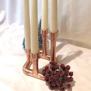 Copper Candelabra - SMALL 4x Taper Candle Holder - Handmade - Wedding Table Display