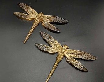 Art Deco Dragon Fly Wall Sculpture - Jesmonite Wall Hanging - Gold & More