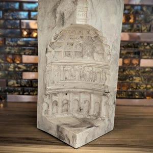 Rome architecture candle holder-Tea Light Holder- Handmade - tea light sculpture Grey Marble Worn