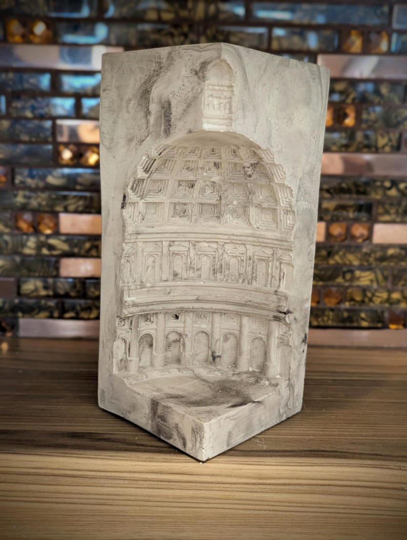 Rome architecture candle holder-Tea Light Holder- Handmade - tea light sculpture Grey Marble Worn