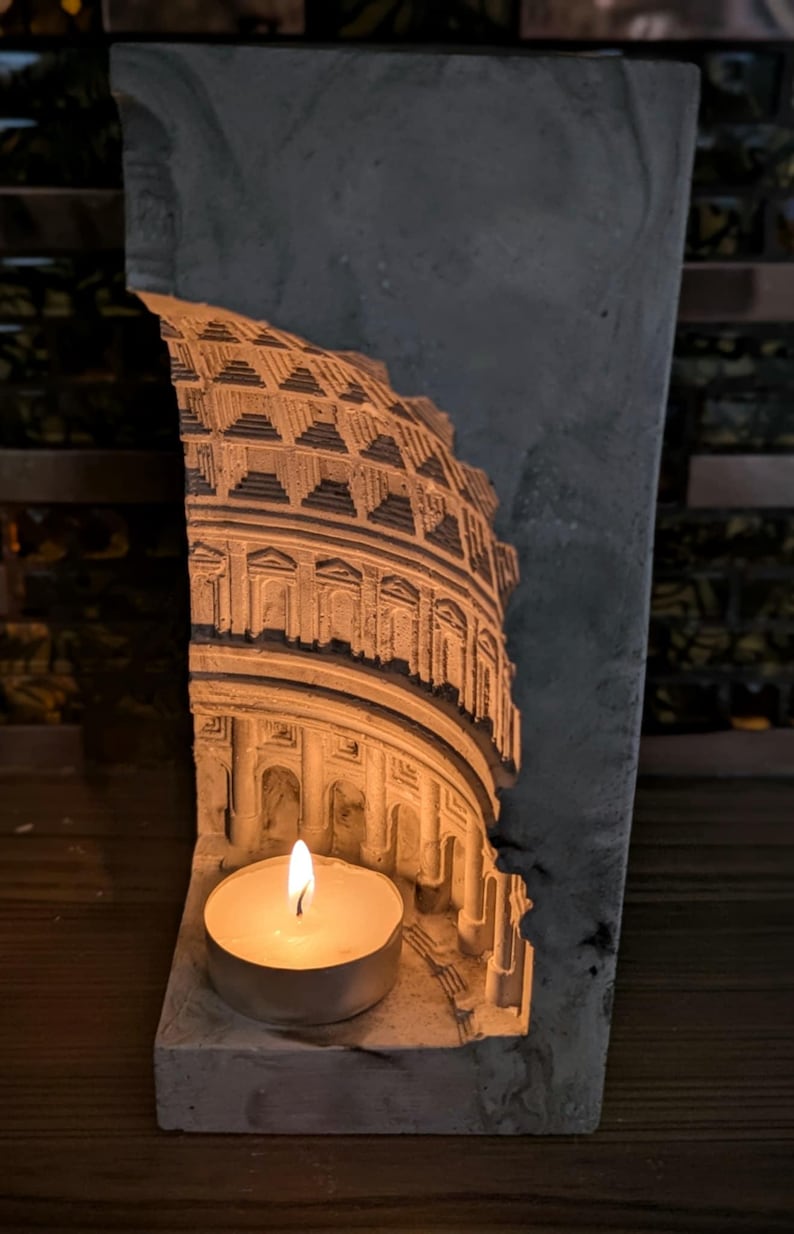 Rome architecture candle holder-Tea Light Holder- Handmade - tea light sculpture image 10
