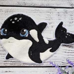 Applikation Orca Wal • als Aufnäher, Bügelpatch oder Patch für den Schulranzen